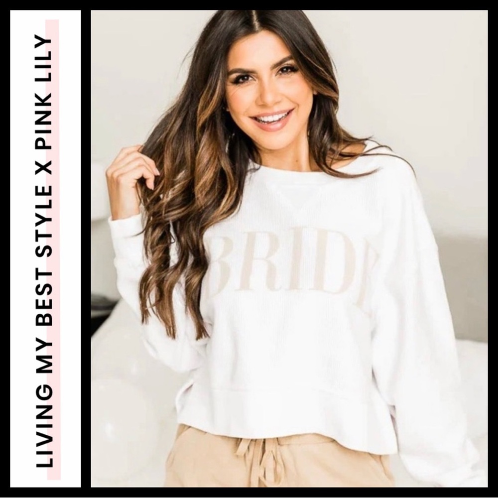 Pink Lily White 'BRIDE' Pullover Sweatshirt